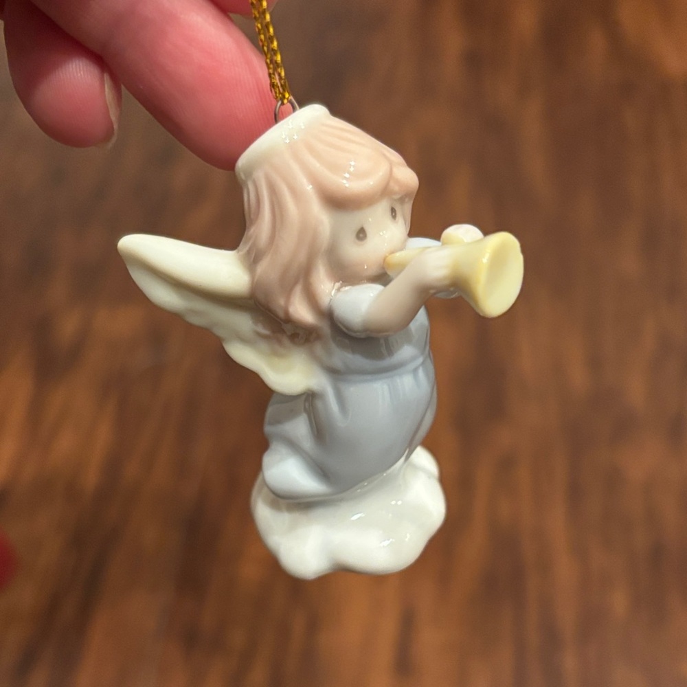 Precious Moments Porcelain Angel Ornament with Trumpet